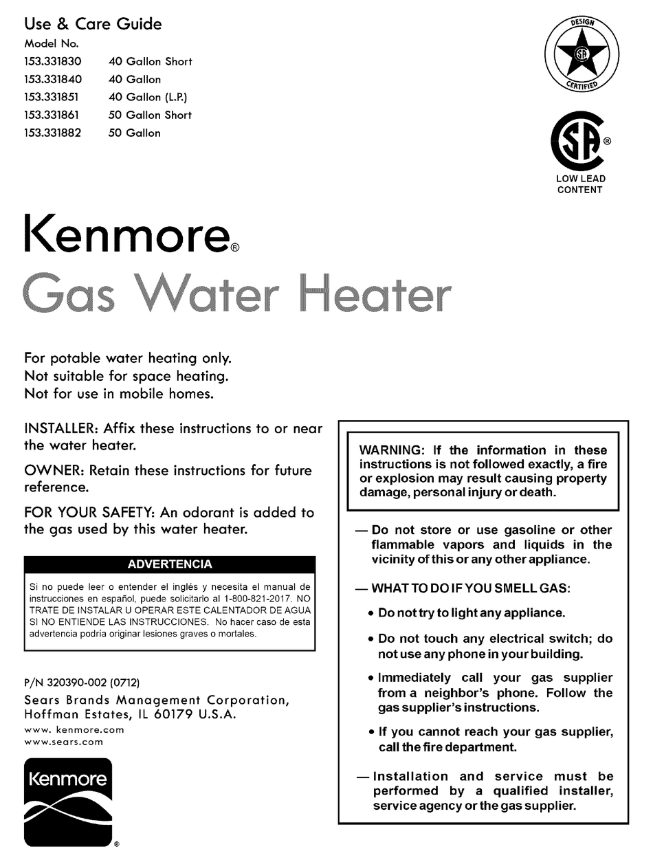 KENMORE 153.331830 USE & CARE MANUAL Pdf Download | ManualsLib