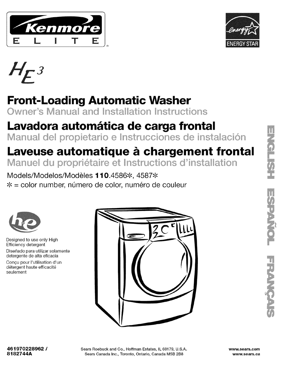 KENMORE 110.4586 OWNER'S MANUAL & INSTALLATION INSTRUCTIONS Pdf ...