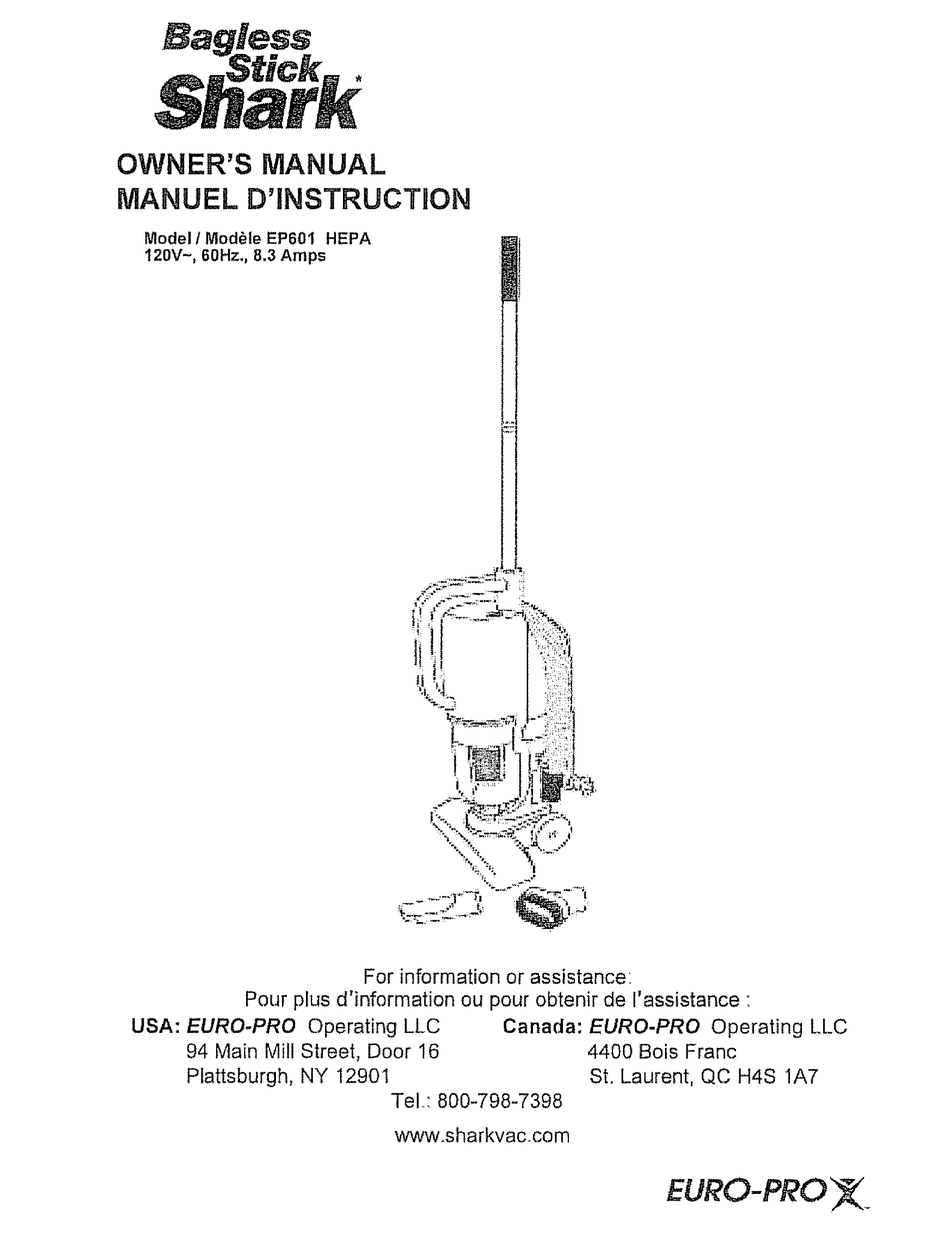 EURO-PRO SHARK EP601 OWNER'S MANUAL Pdf 