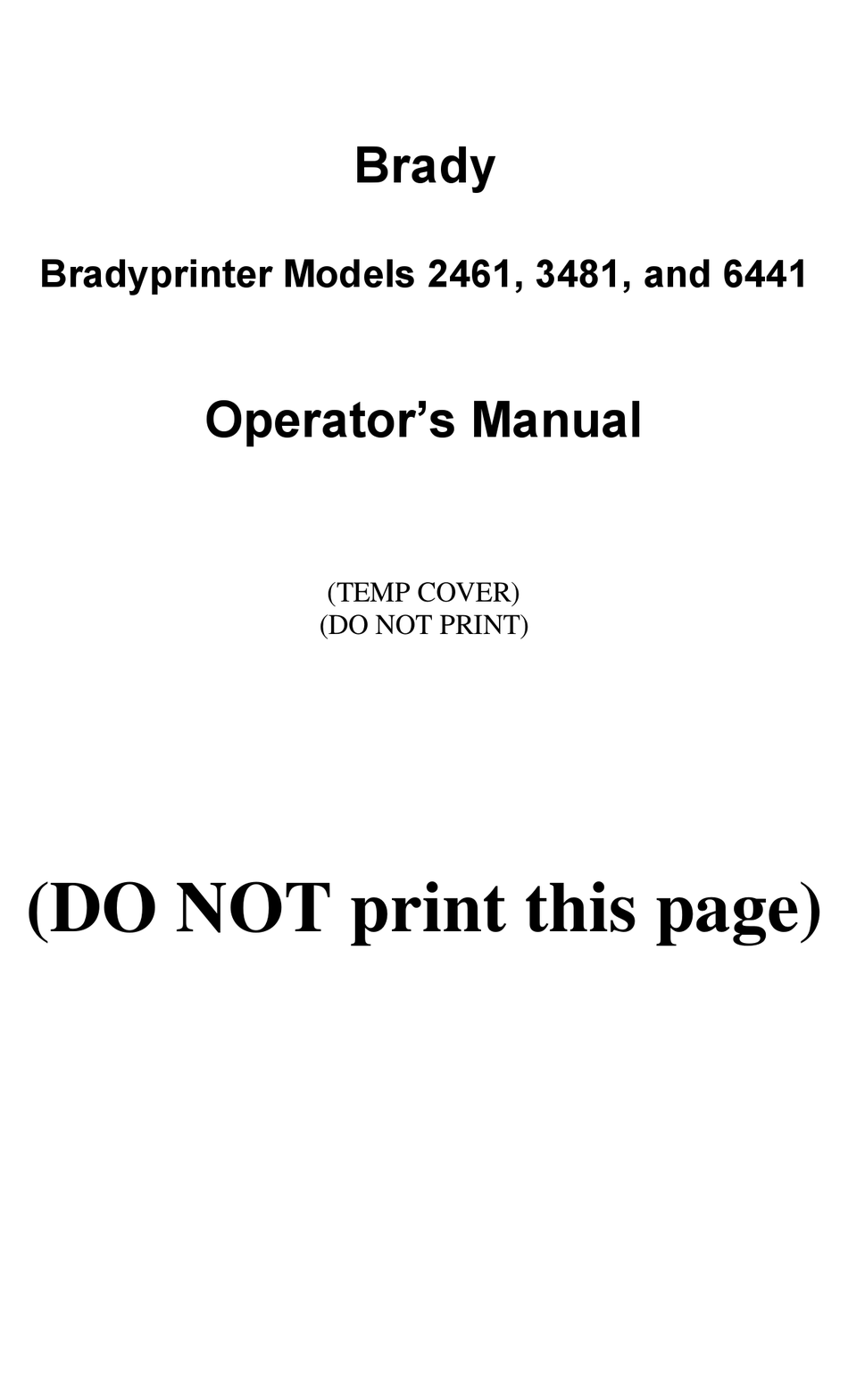 Brady 2461 Operator S Manual Pdf Download Manualslib