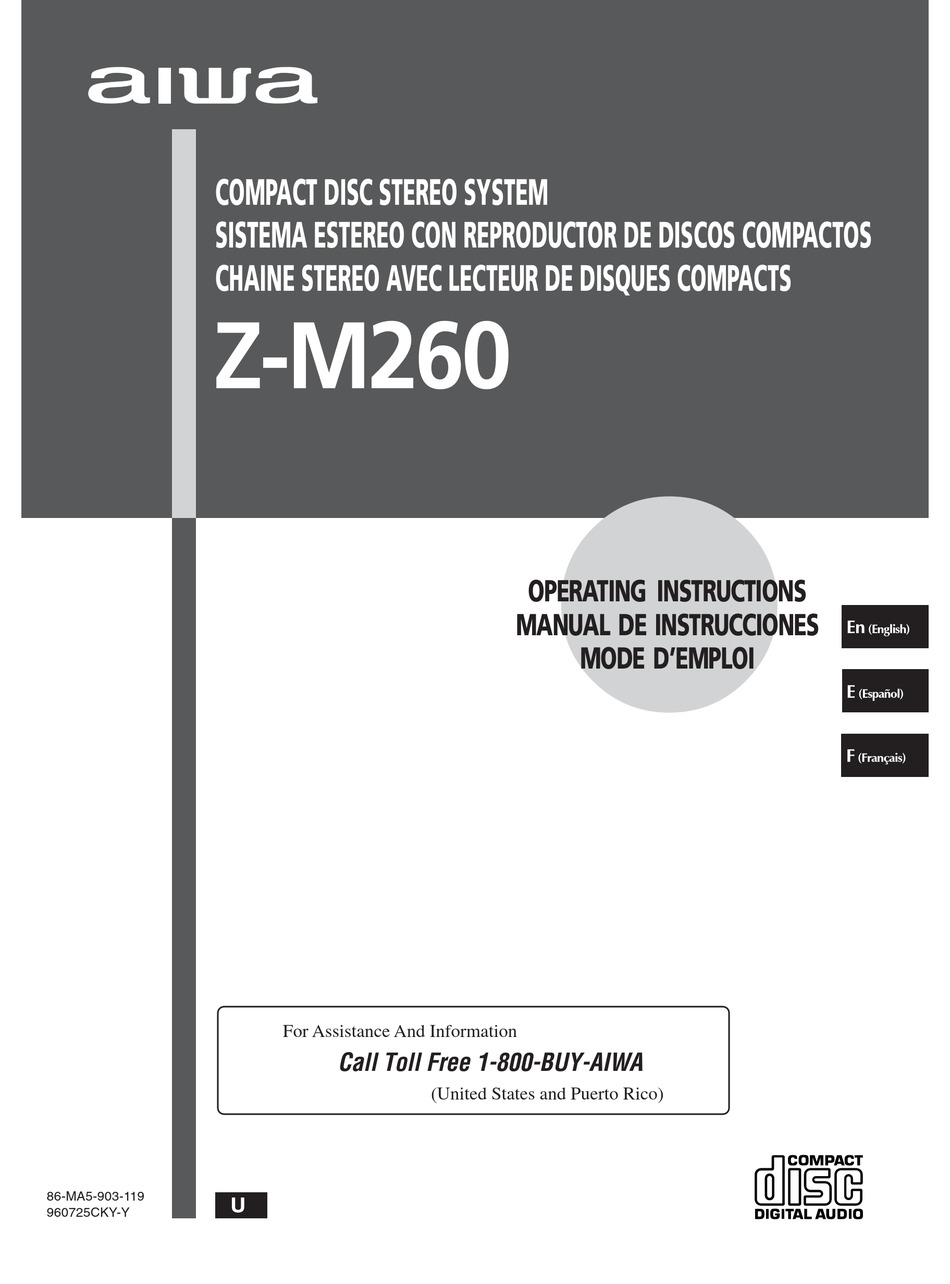 AIWA Z-M260 OPERATING INSTRUCTIONS MANUAL Pdf Download | ManualsLib