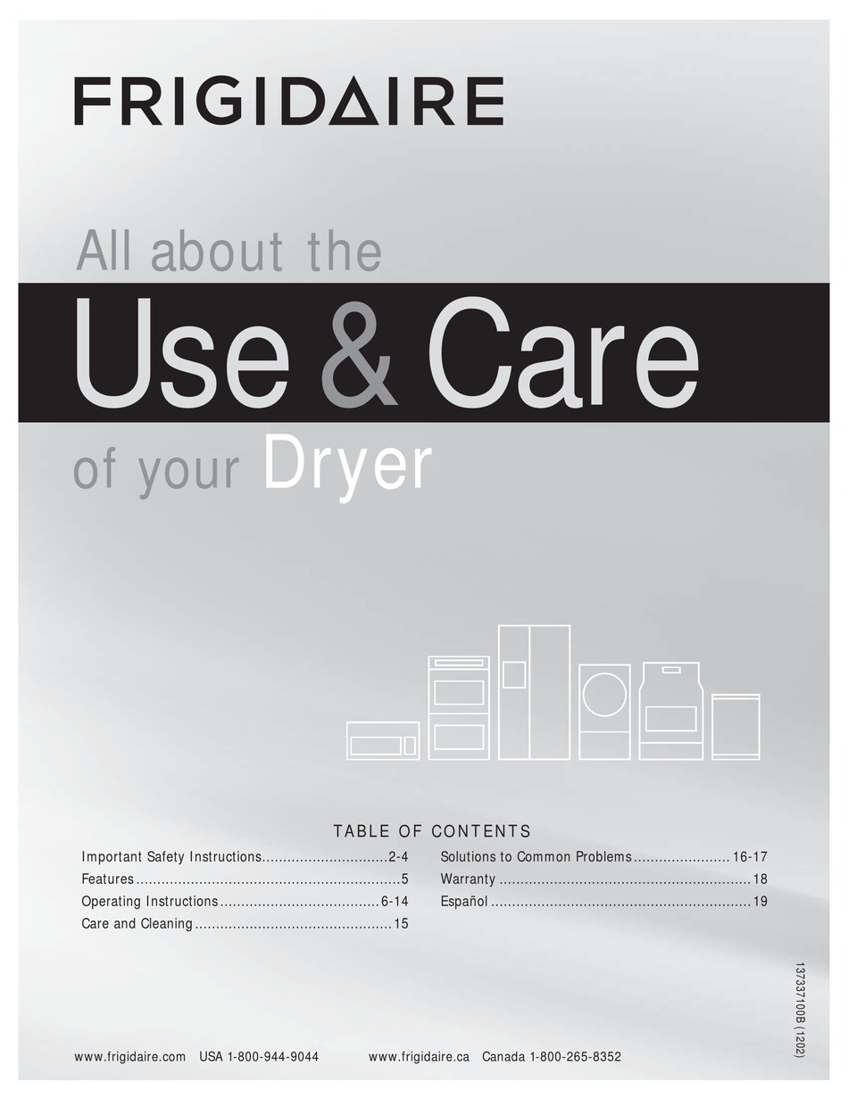 FRIGIDAIRE DRYER USE & CARE MANUAL Pdf Download | ManualsLib