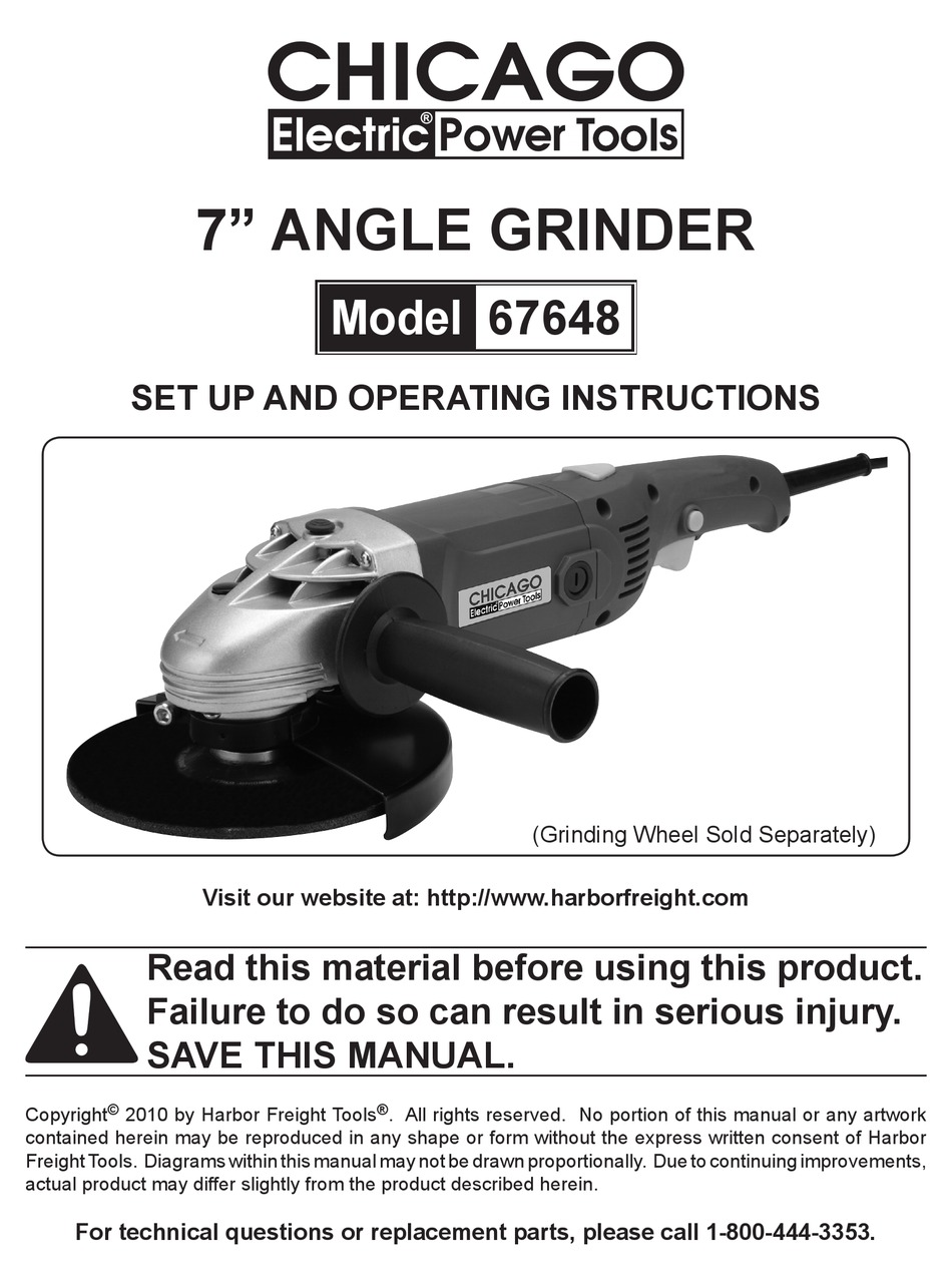 Chicago Electric 67648 Set Up And Operating Instructions Manual Pdf Download Manualslib