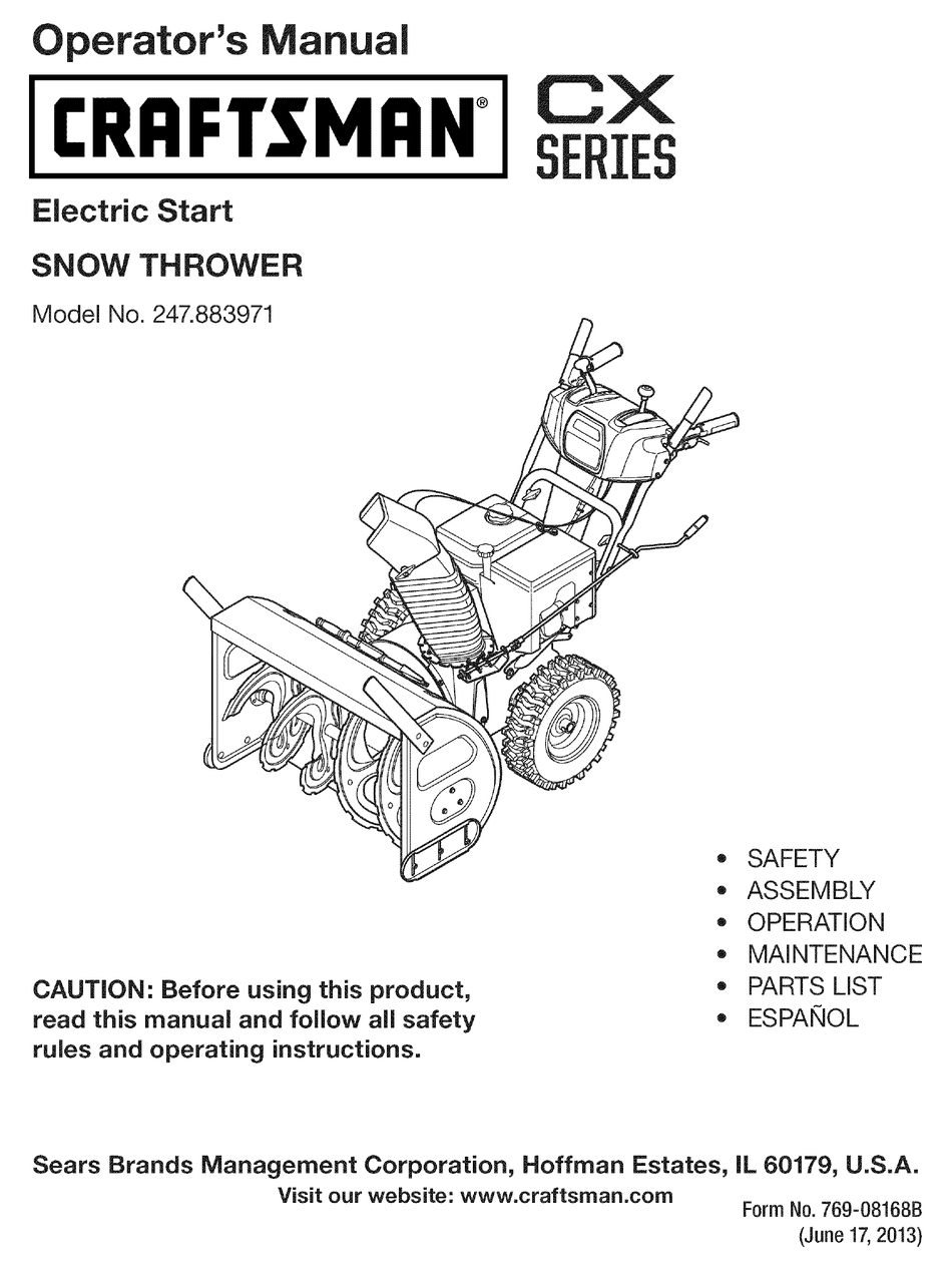 CRAFTSMAN 247.883971 OPERATOR