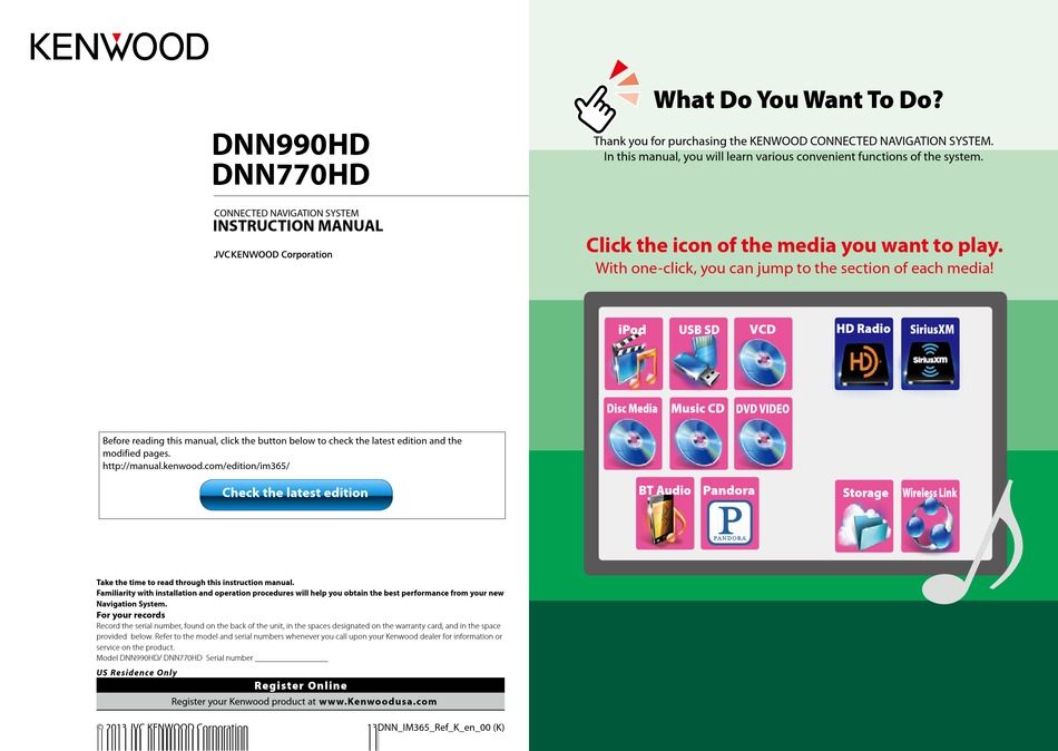 Kenwood Dnn990hd Instruction Manual Pdf Download Manualslib