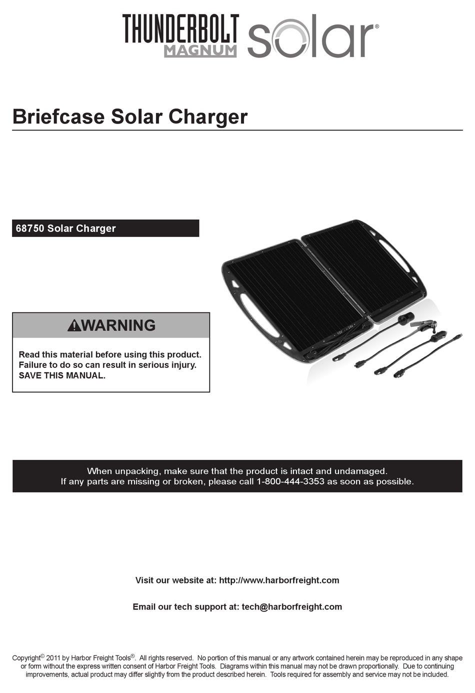 THUNDERBOLT MAGNUM SOLAR BRIEFCASE SOLAR CHARGER MANUAL Pdf Download