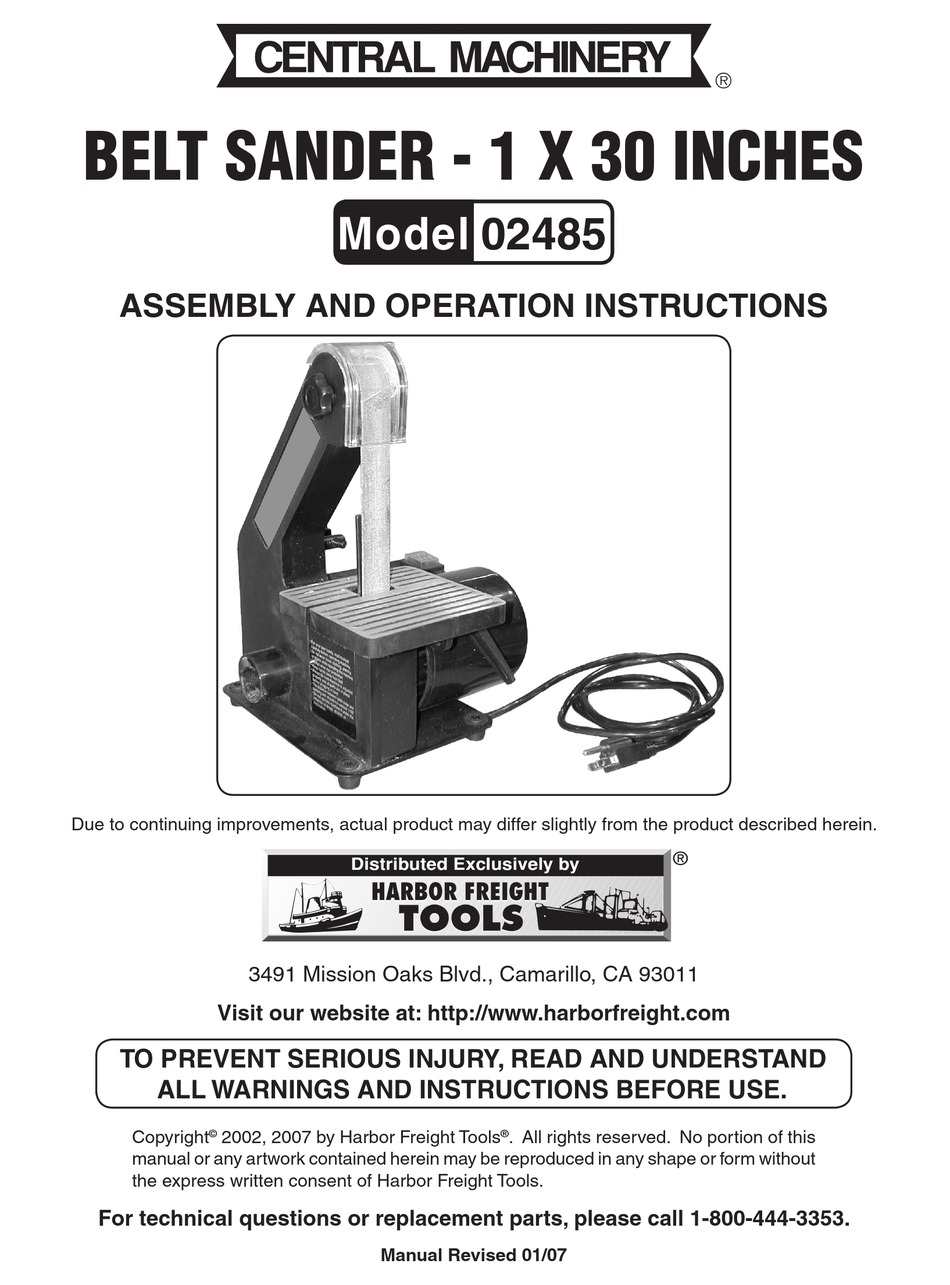 central machinery 1 x 30 belt sander