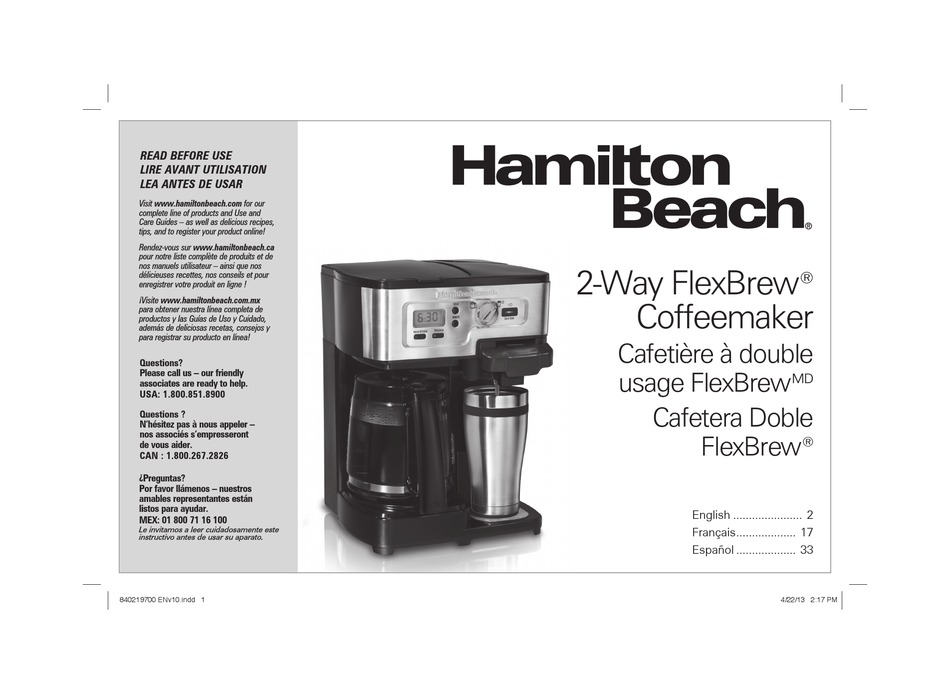 User manual Hamilton Beach The Scoop 49980R (English - 44 pages)