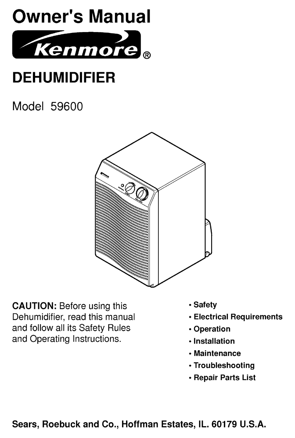 KENMORE 59600 OWNER'S MANUAL Pdf Download | ManualsLib