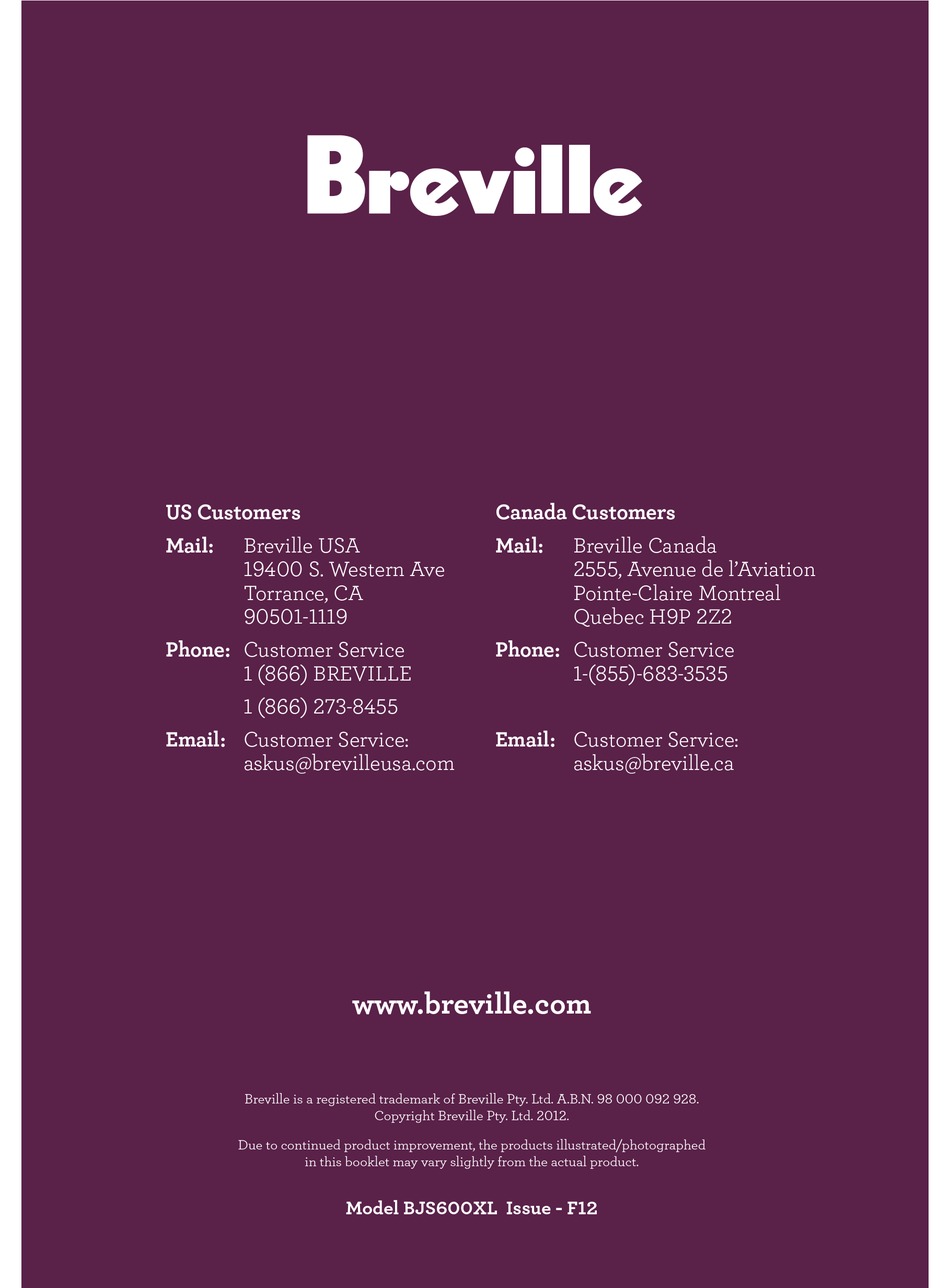 BREVILLE JUICE FOUNTAIN CRUSH BJS600XL 
