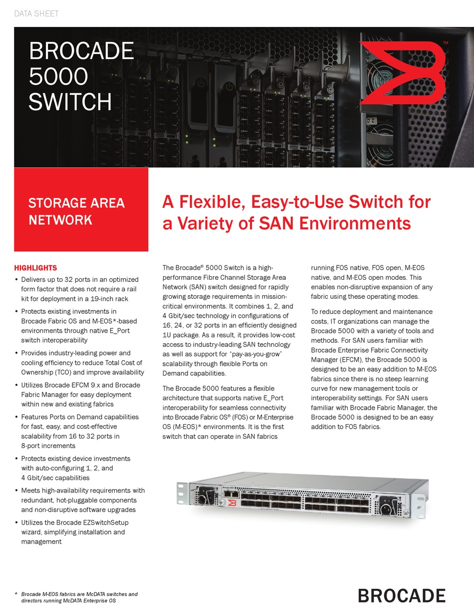 BROCADE COMMUNICATIONS SYSTEMS 5000 SPECIFICATIONS Pdf Download