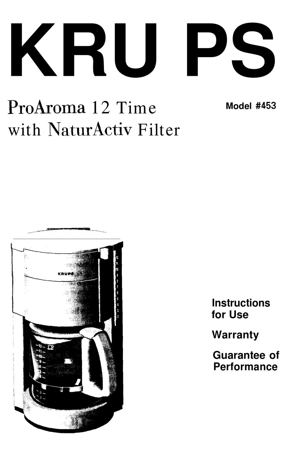 KRUPS 453 INSTRUCTIONS FOR USE MANUAL Pdf Download ManualsLib