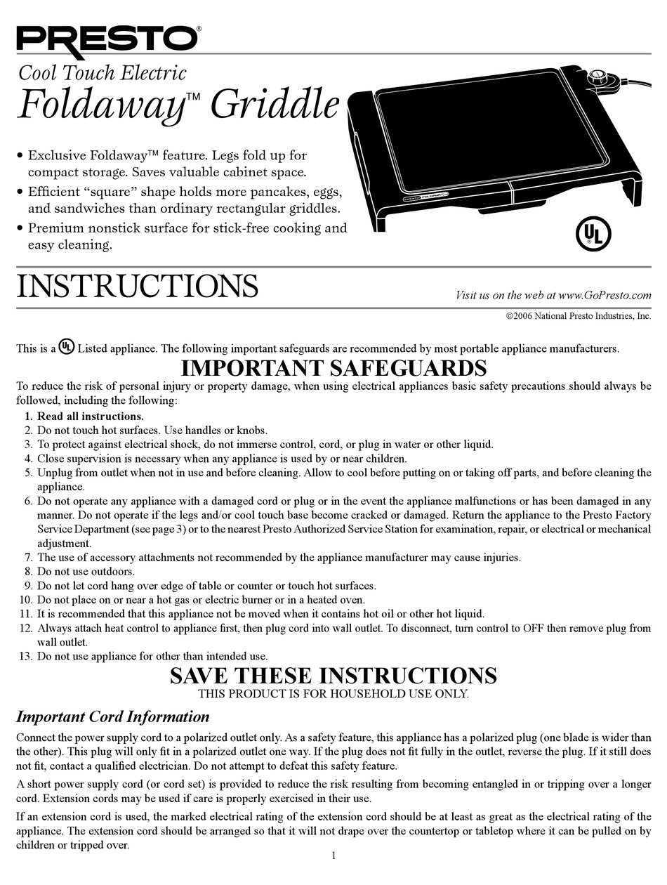 presto-foldaway-griddle-instructions-pdf-download-manualslib