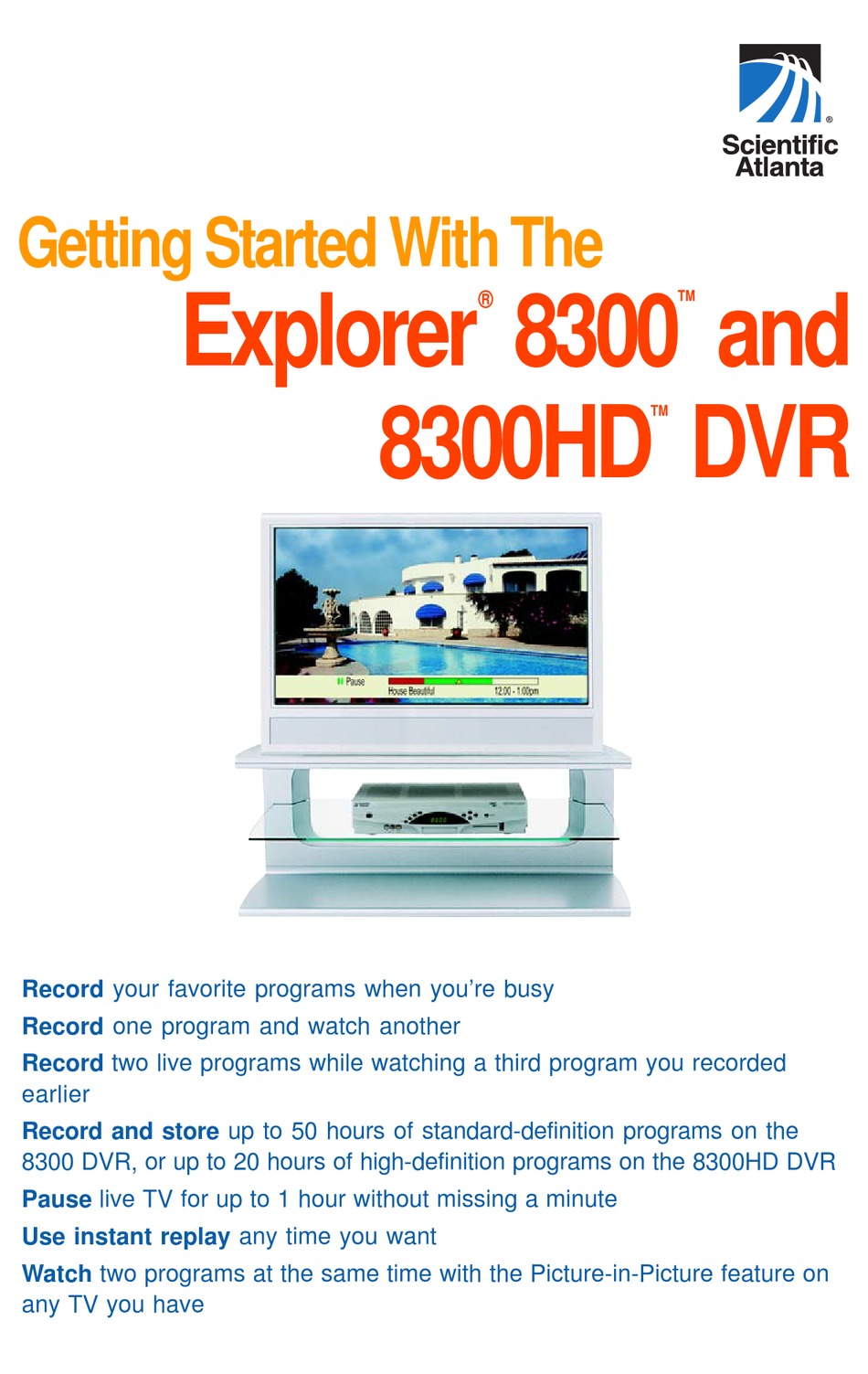 SCIENTIFIC ATLANTA EXPLORER 8300HD GETTING STARTED MANUAL Pdf Download