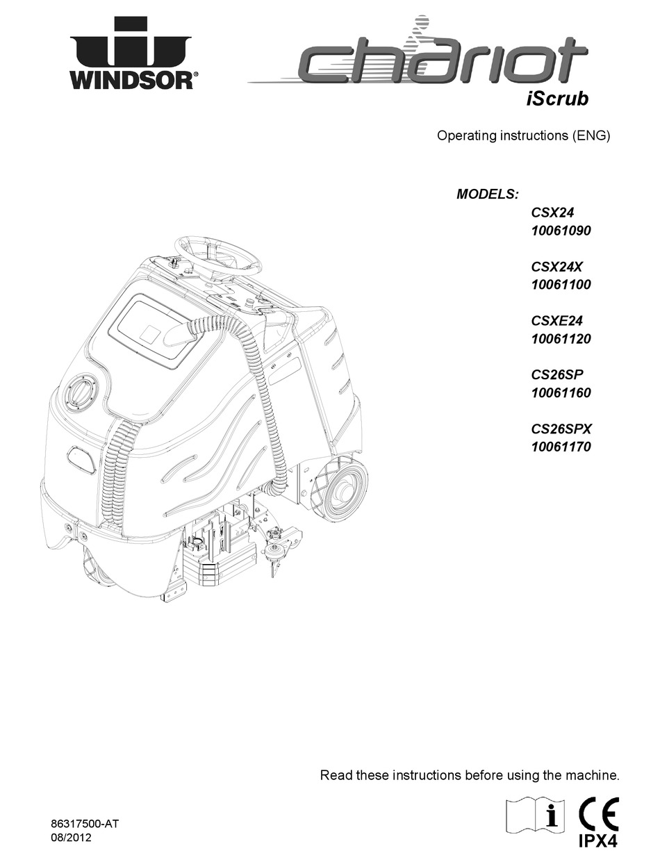 WINDSOR CHARIOT ISCRUB CSX24 OPERATOR INSTRUCTIONS MANUAL Pdf Download