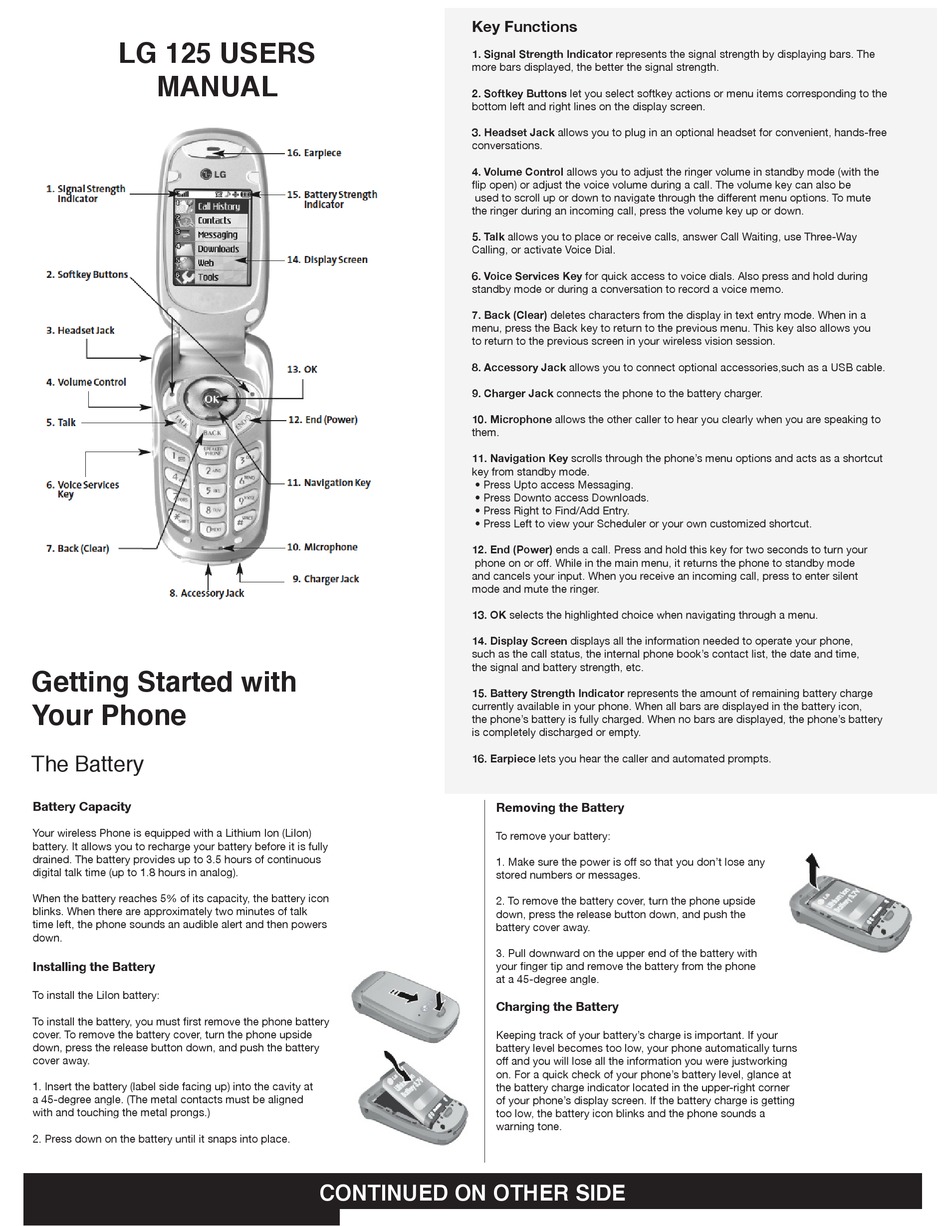 LG 125 USER MANUAL Pdf Download | ManualsLib