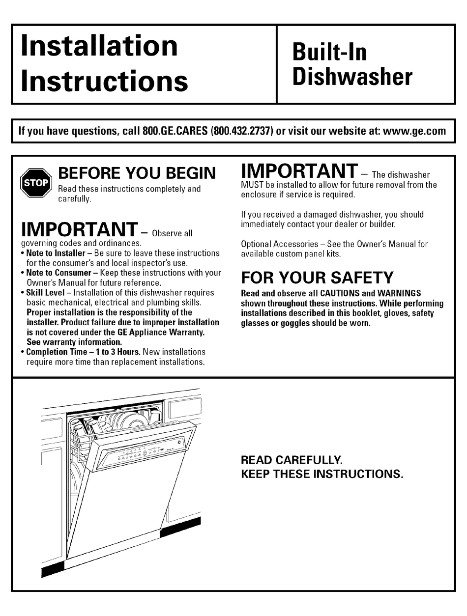 Installing a best sale ge dishwasher