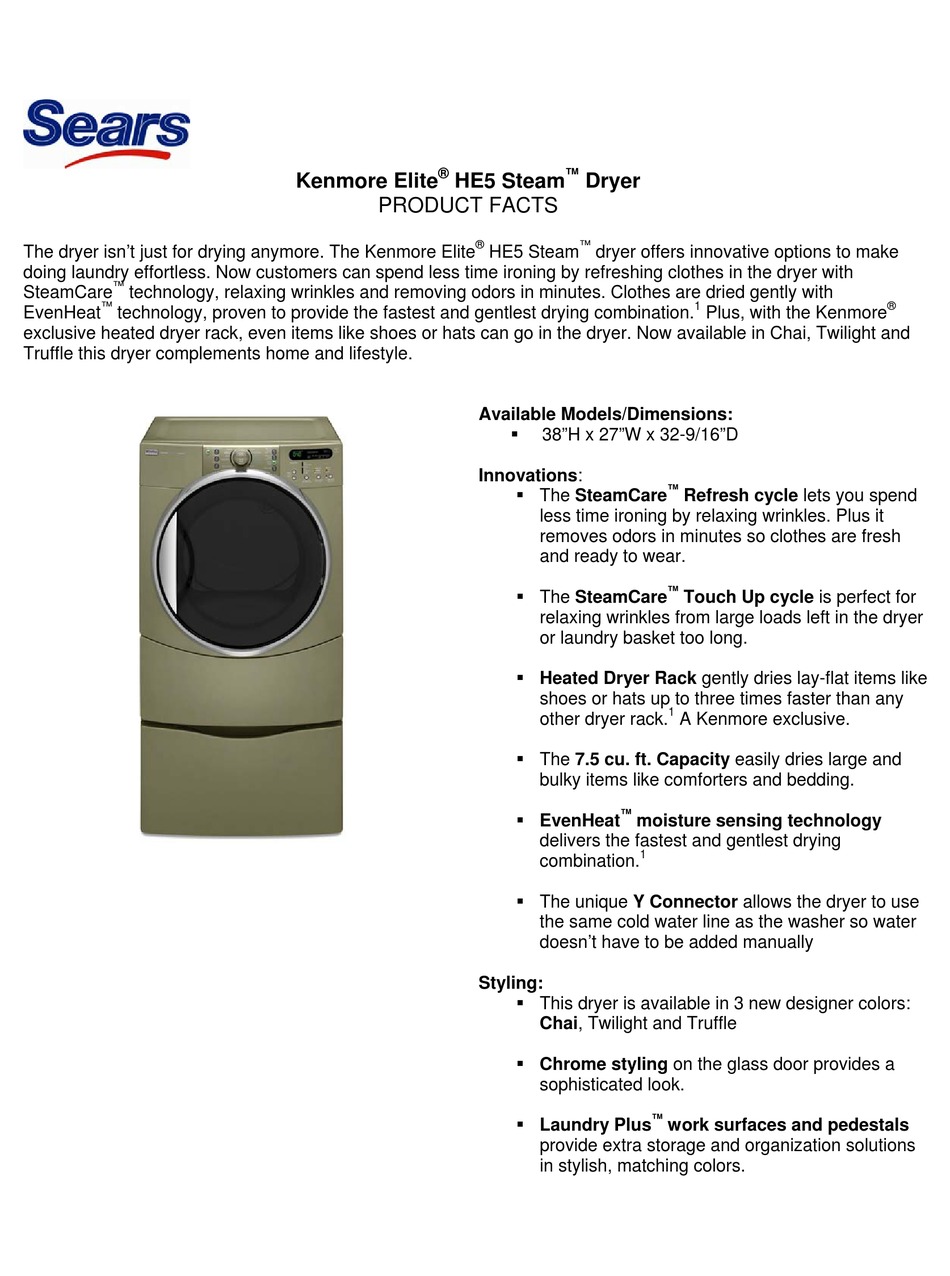 Kenmore He5 Stem Information Pdf Download Manualslib