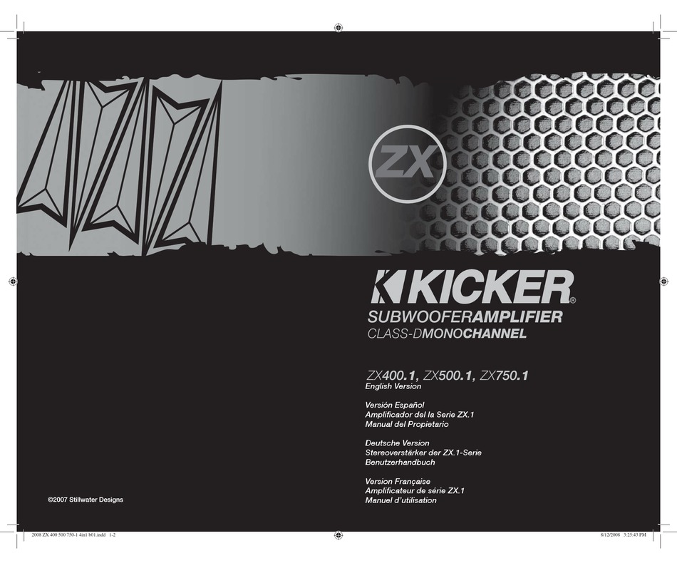 KICKER ZX400.1 OWNER'S MANUAL Pdf Download ManualsLib