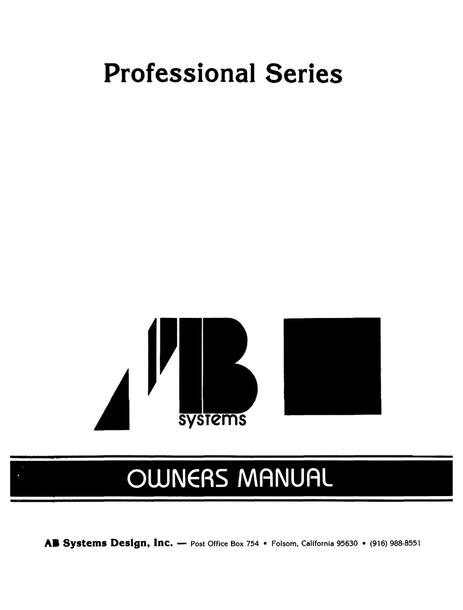 AB AMPS PROFESSIONAL 410B OWNER'S MANUAL Pdf Download | ManualsLib