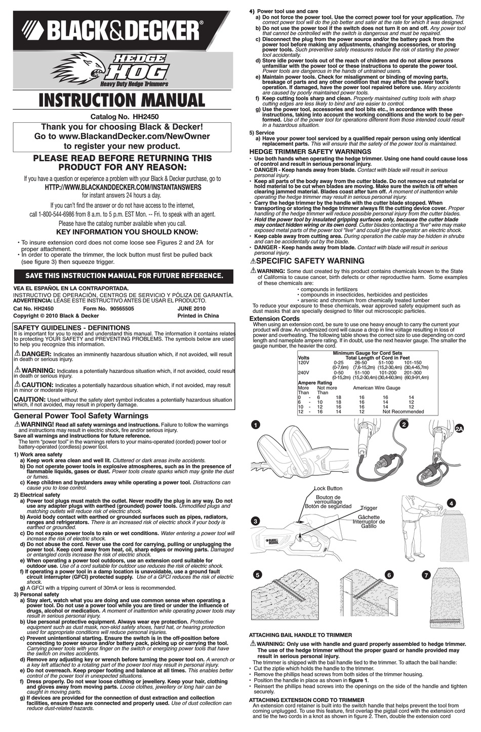 Black & Decker HH2450 Type 3 Parts Diagram for Hedge Trimmer