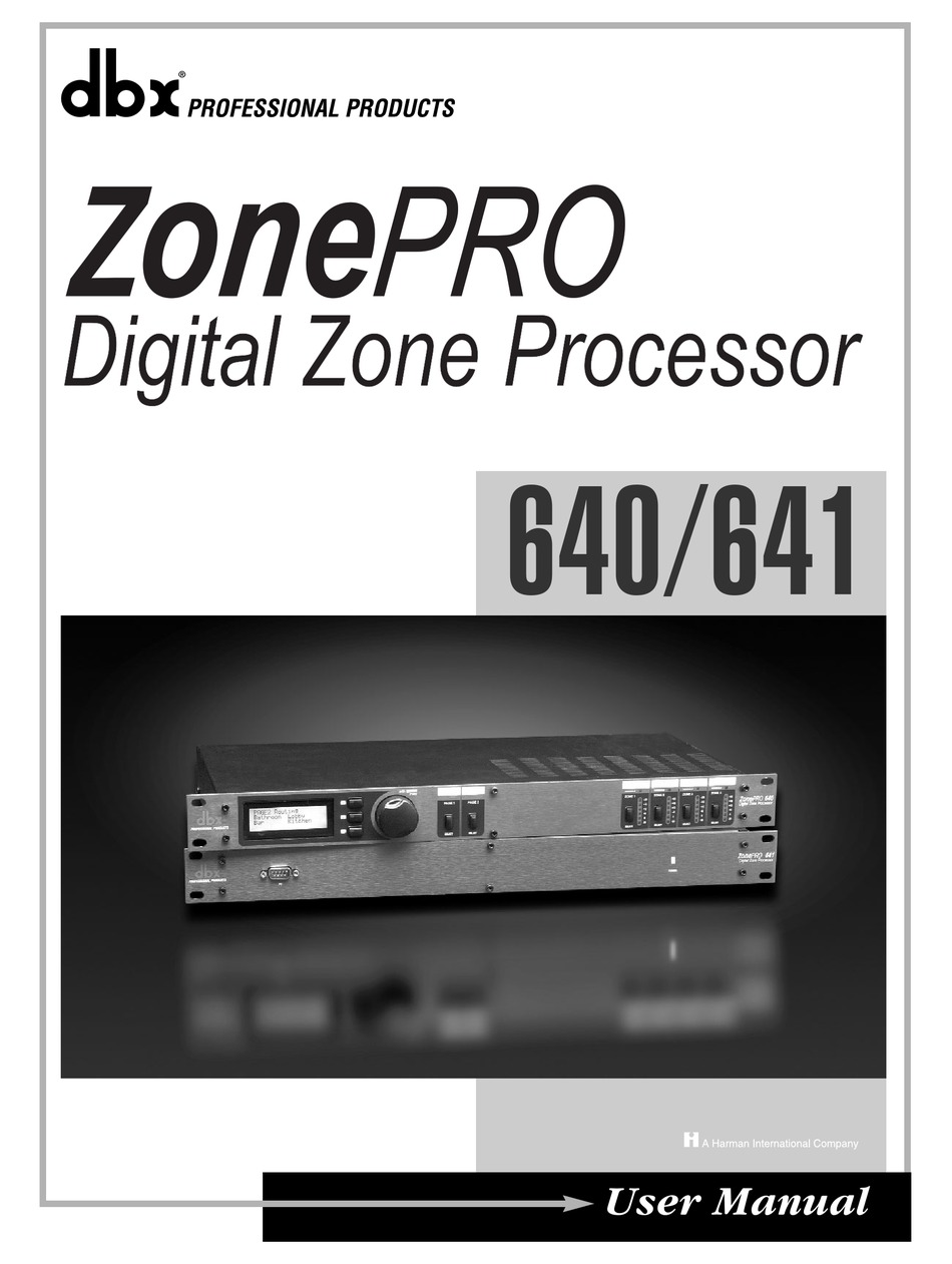 DBX ZONE PRO 640 USER MANUAL Pdf Download ManuaLib
