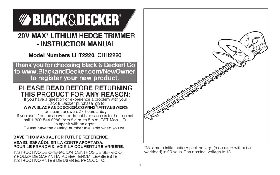 User manual Black & Decker LHT2220 (English - 36 pages)