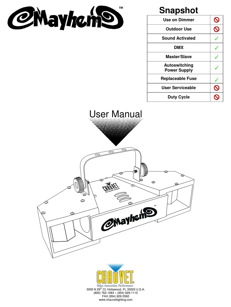 CHAUVET MAYHEM USER MANUAL Pdf Download | ManualsLib