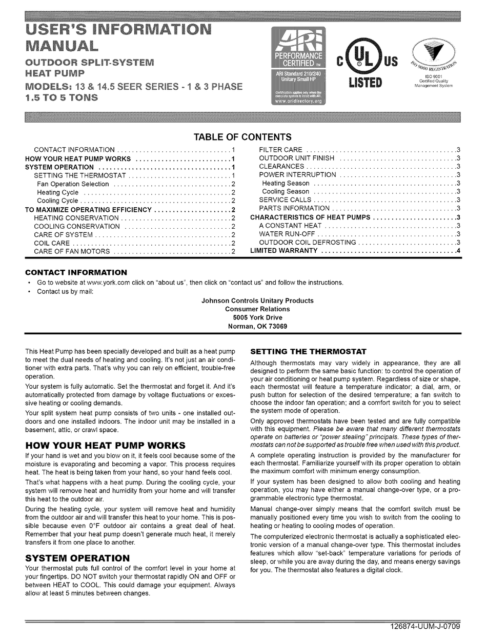 York Yciv Service Manual