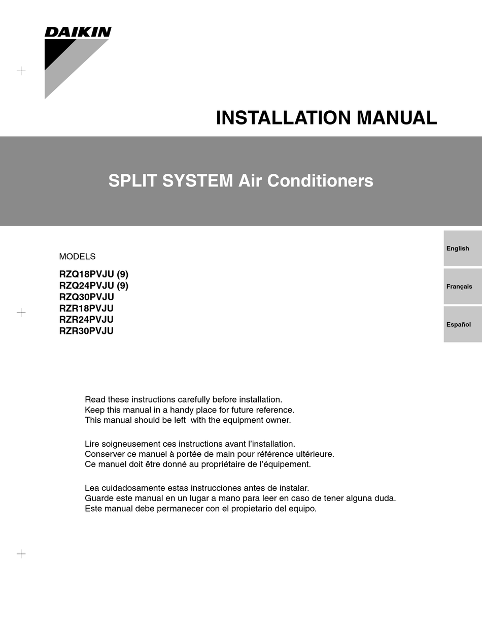 Daikin Rzq18pvju 9 Installation Manual Pdf Download Manualslib