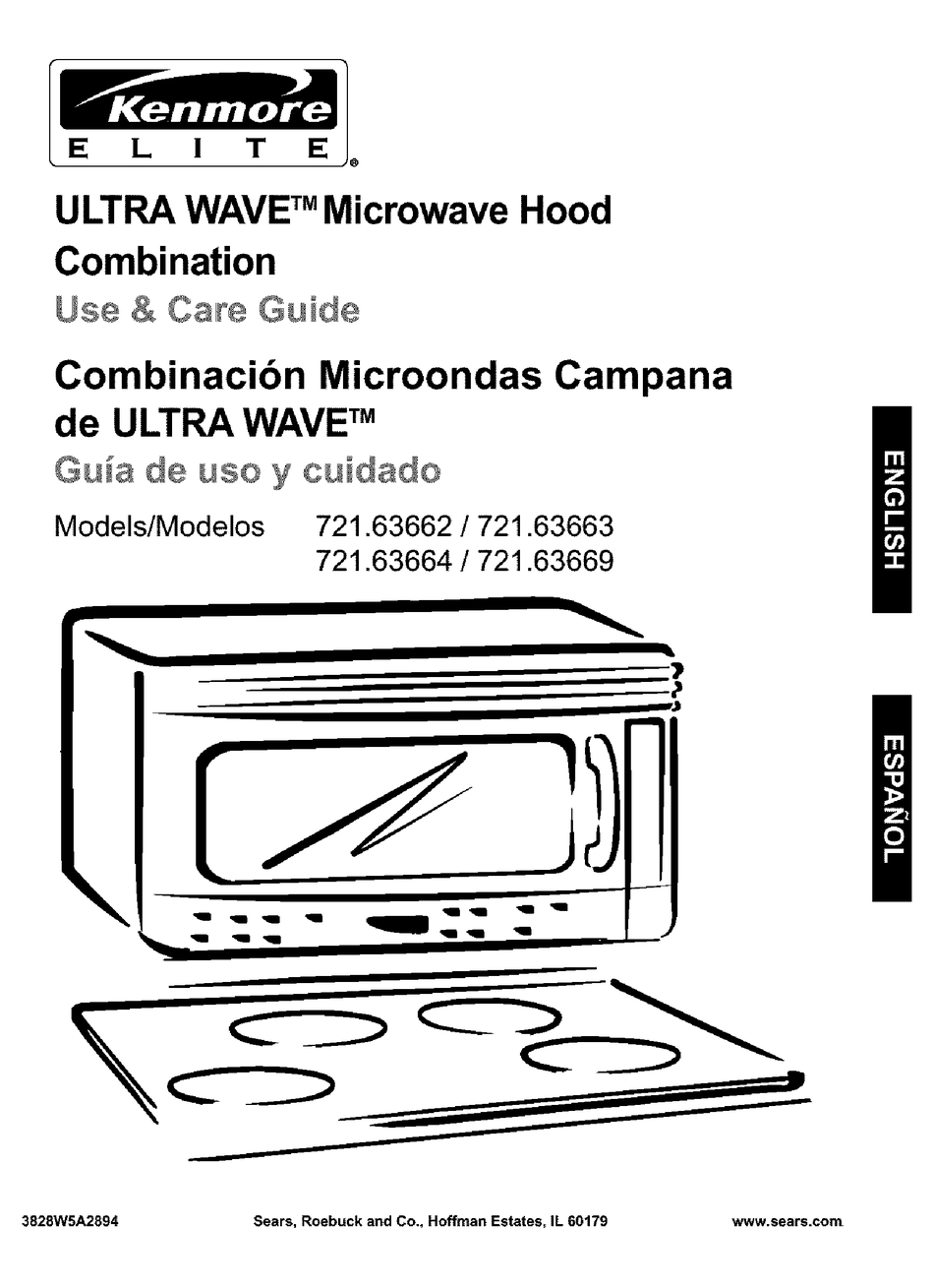 KENMORE ULTRA WAVE MICROWAVE HOOD COMBINATION 721.63662 USE AND CARE