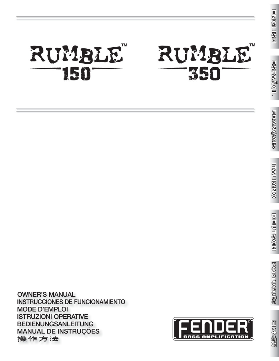 FENDER RUMBLE 150 OWNER'S MANUAL Pdf Download ManualsLib