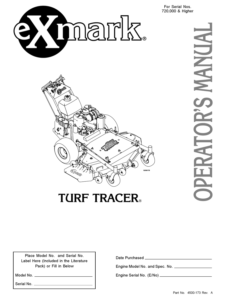 Exmark Turf Tracer Operator S Manual Pdf Download Manualslib