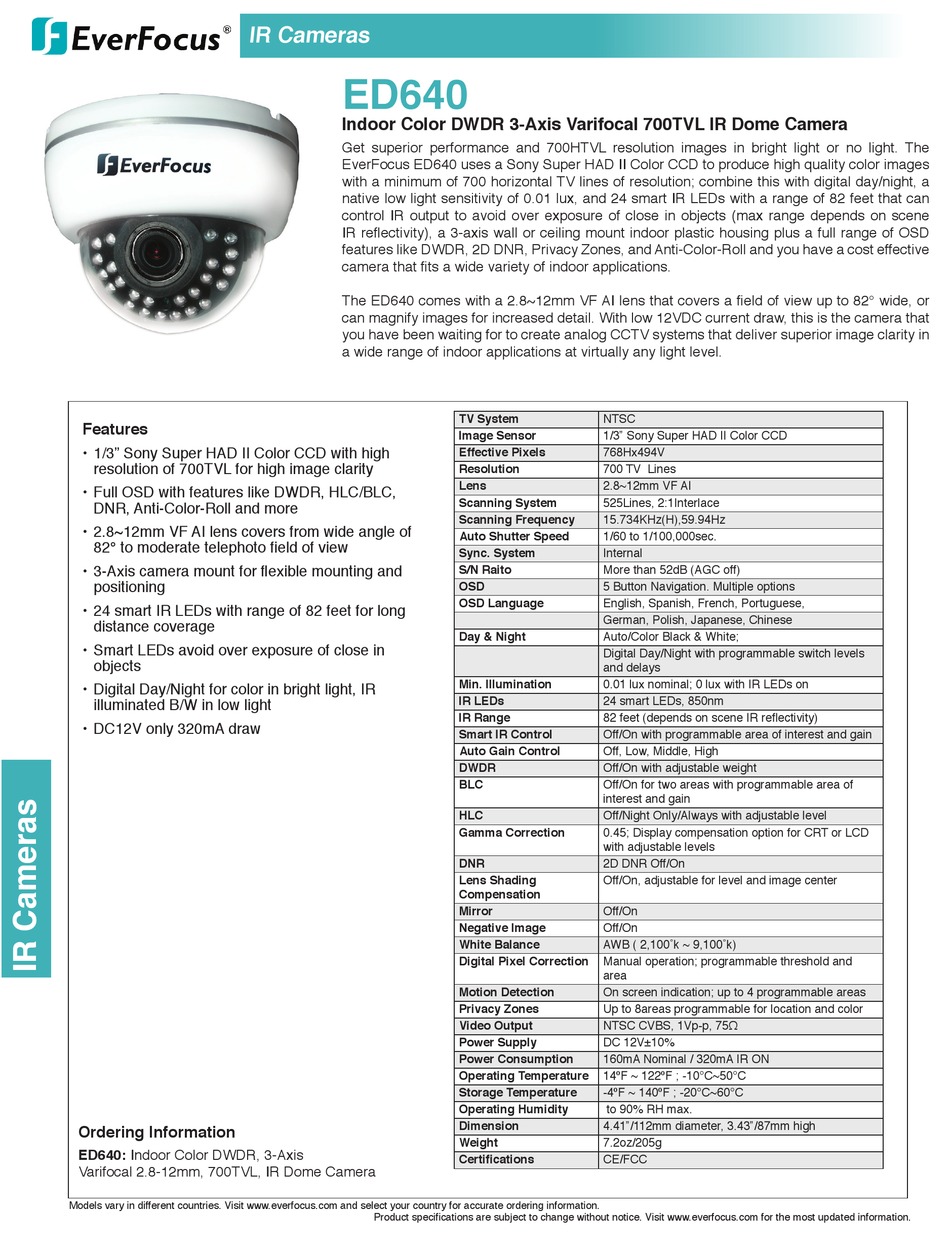 EVERFOCUS ED640 INFORMATION Pdf Download ManualsLib