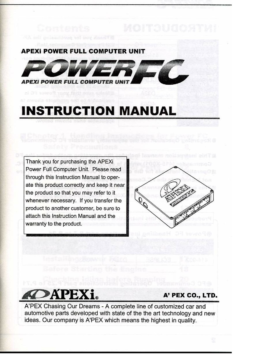 Apexi Power Fc 414 M907 Instruction Manual Pdf Download Manualslib