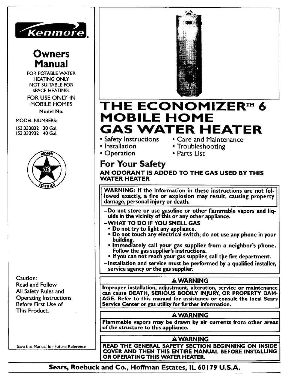 KENMORE ECONOMIZER 6 153.333832 OWNER'S MANUAL Pdf Download | ManualsLib