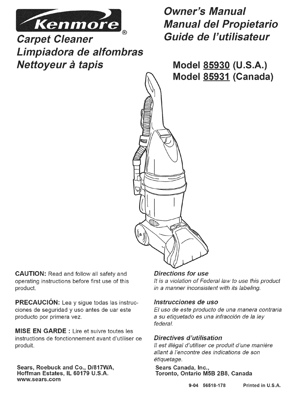 kenmore powerspin carpet cleaner