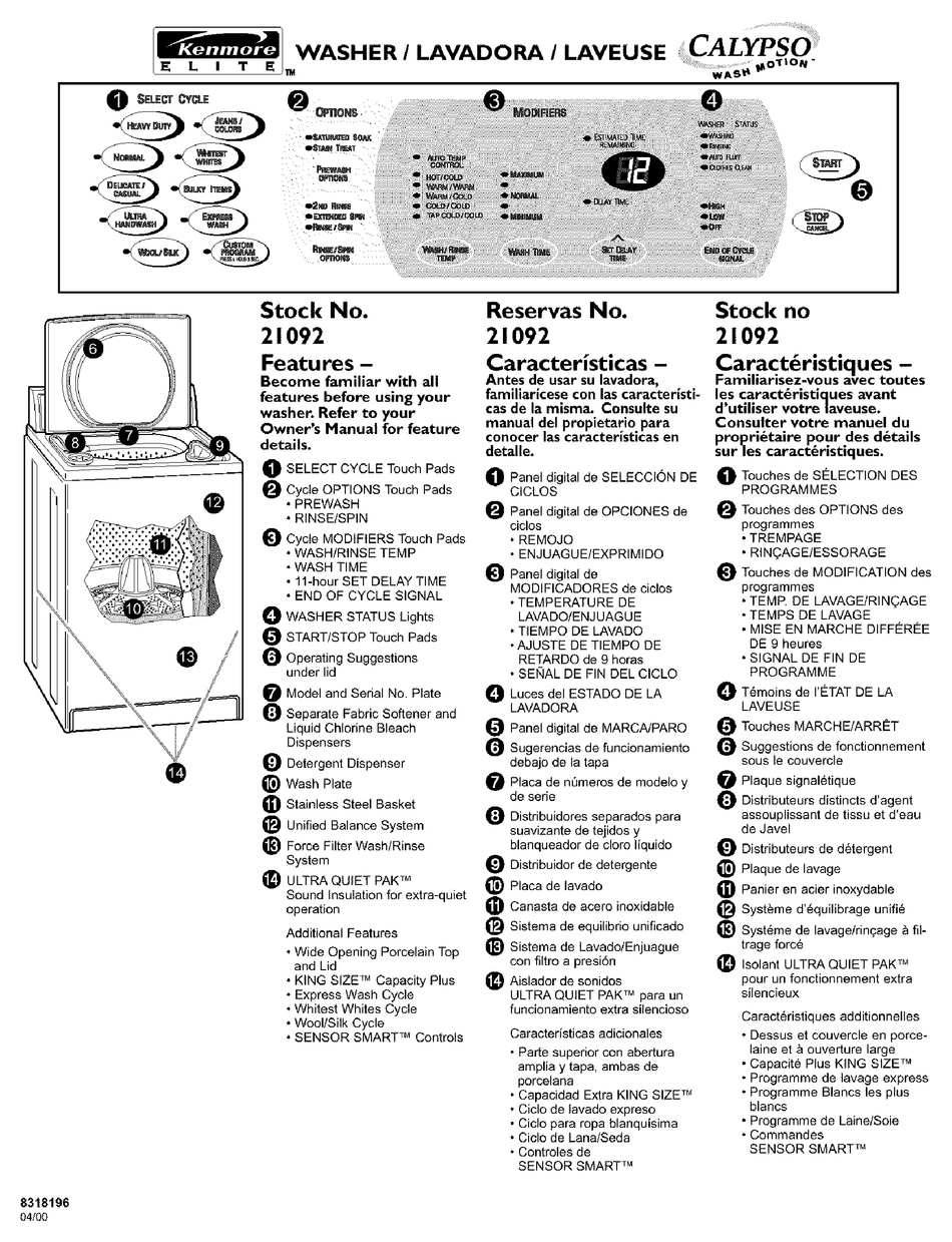 KENMORE 21092 USER MANUAL Pdf Download ManualsLib
