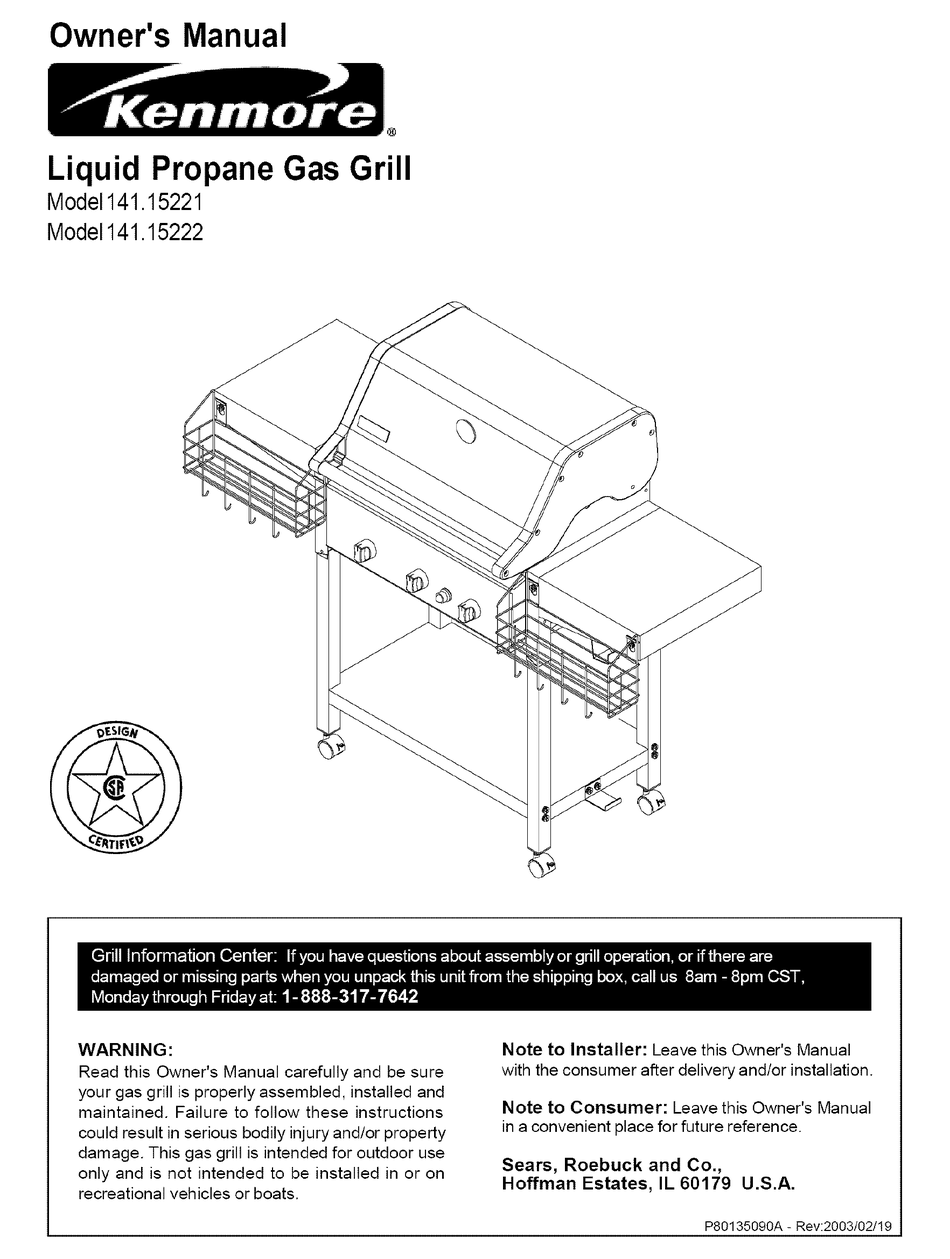 kenmore gas grill parts manual