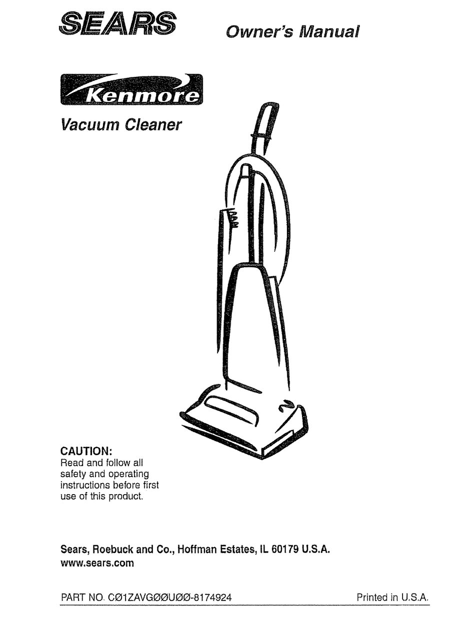 KENMORE SEARS VACUUM CLEANER OWNER'S MANUAL Pdf Download | ManualsLib