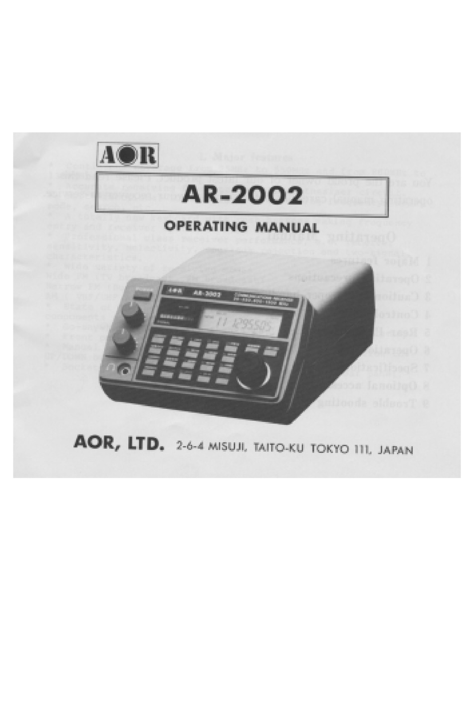 AOR AR2002 OPERATING MANUAL Pdf Download | ManualsLib
