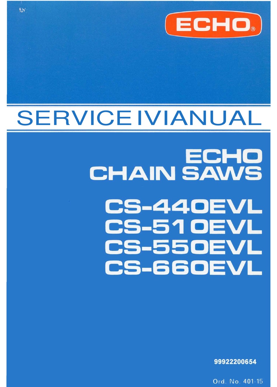Echo Motosierra CS-440EVL CS-510EVL CS550EVL CS-660EVL Manual De Servicio Taller 