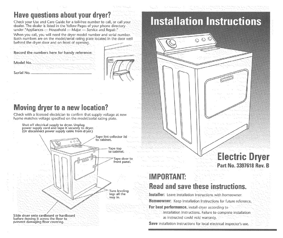 WHIRLPOOL LEQ8000JQ0 INSTALLATION MANUAL Pdf Download | ManualsLib