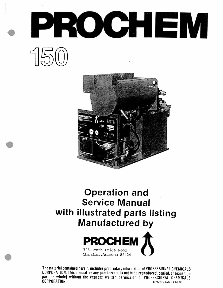 PROCHEM 150 OPERATION AND SERVICE MANUAL Pdf Download ManualsLib