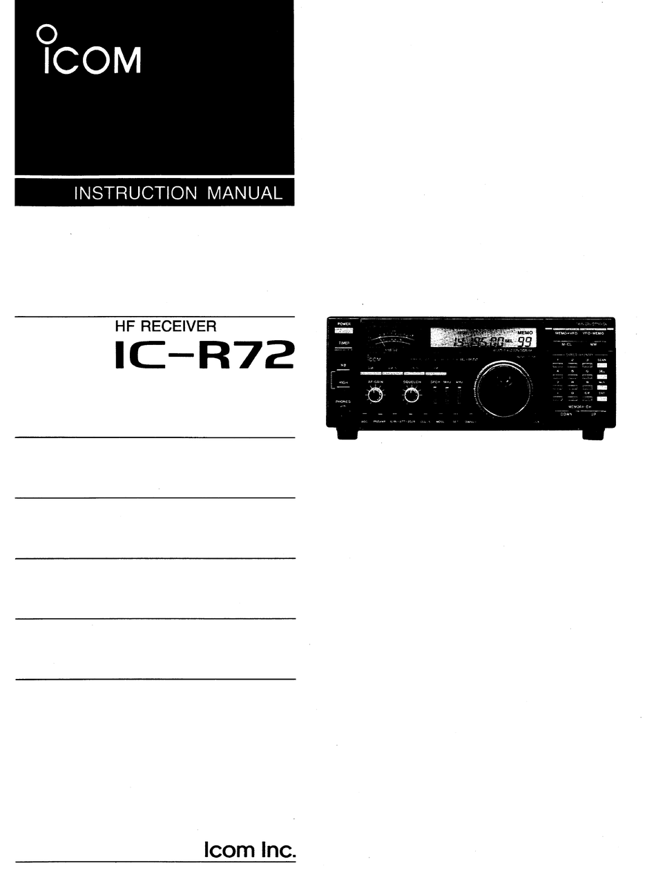 ICOM IC-R72 MANUAL Pdf Download | ManualsLib