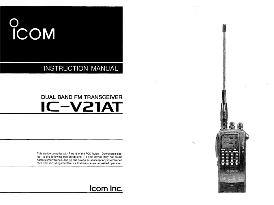 I Ic V21at Instruction Manual Pdf Download Manualslib