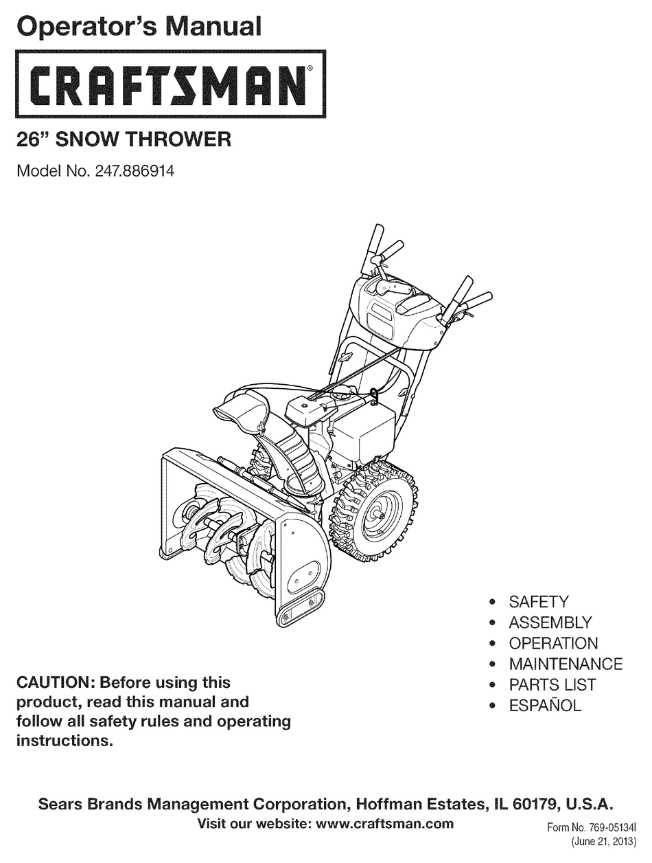 CRAFTSMAN 247.886914 OPERATOR'S MANUAL Pdf Download | ManualsLib