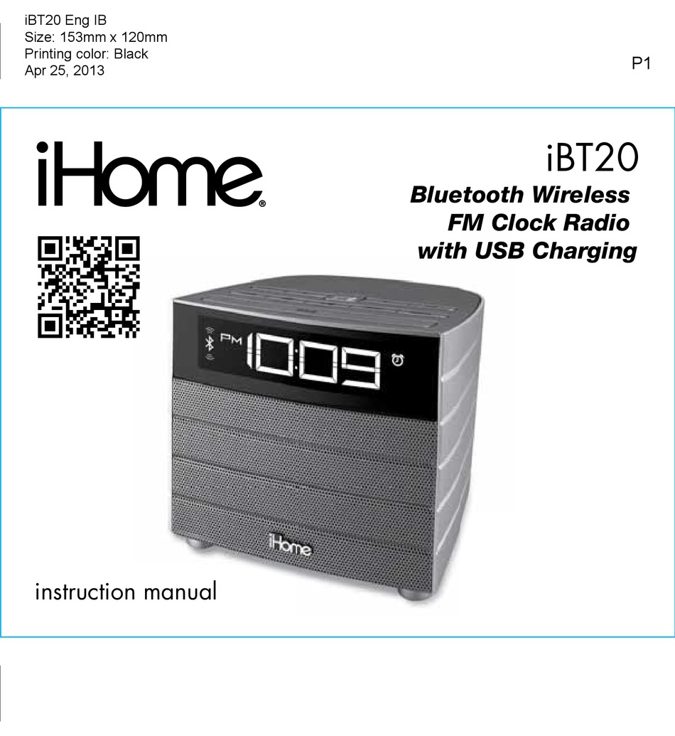 IHOME IBT20 INSTRUCTION MANUAL Pdf Download | ManualsLib