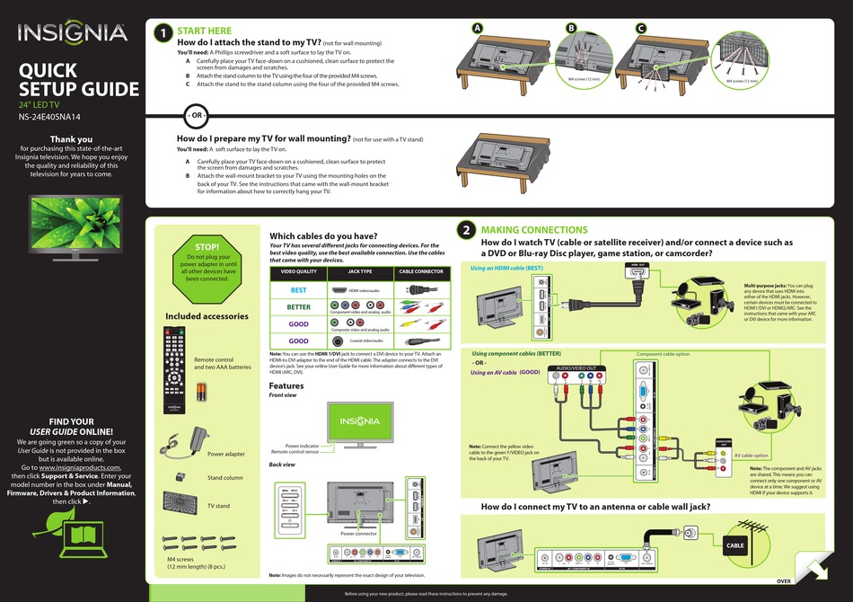 Insignia Ns E Sna Quick Setup Manual Pdf Download Manualslib
