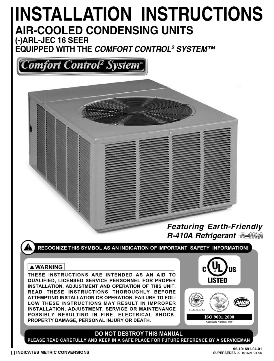RHEEM RARLJEC INSTALLATION INSTRUCTIONS MANUAL Pdf Download ManualsLib